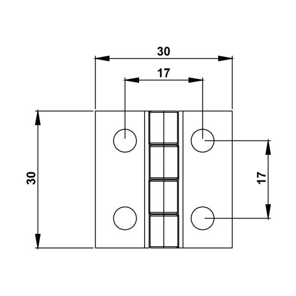 Cerniera a libro 30x30 mm in plastica nera