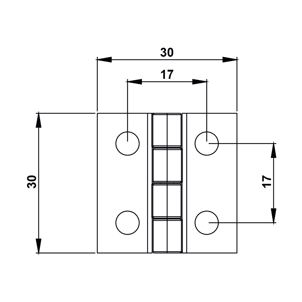 Cerniera a libro 30×30 mm in plastica nera