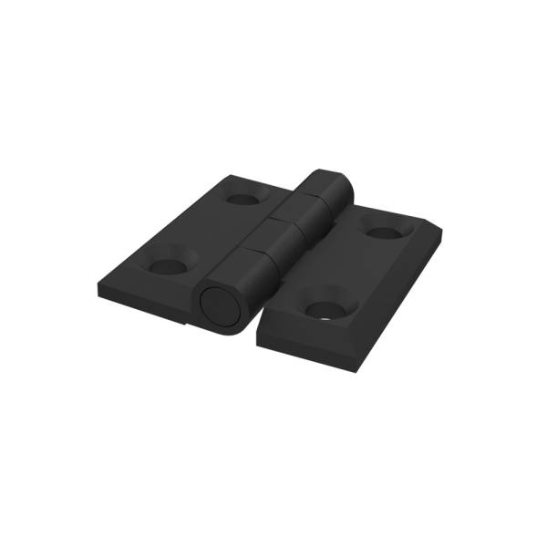 Cerniera a libro 40x40mm in plastica nera con 4 fori Cerniera a libro 40x40mm in plastica nera con 4 fori