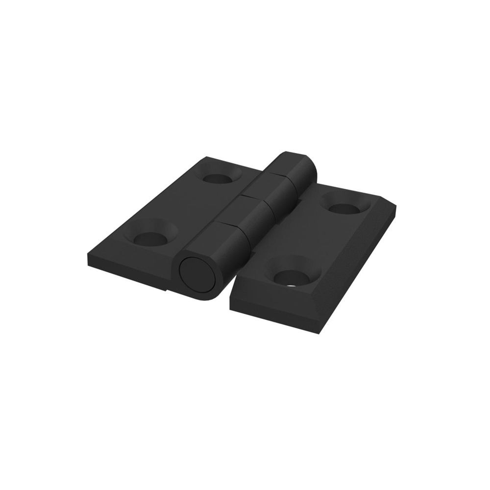 Cerniera a libro 40x40mm in plastica nera con 4 fori