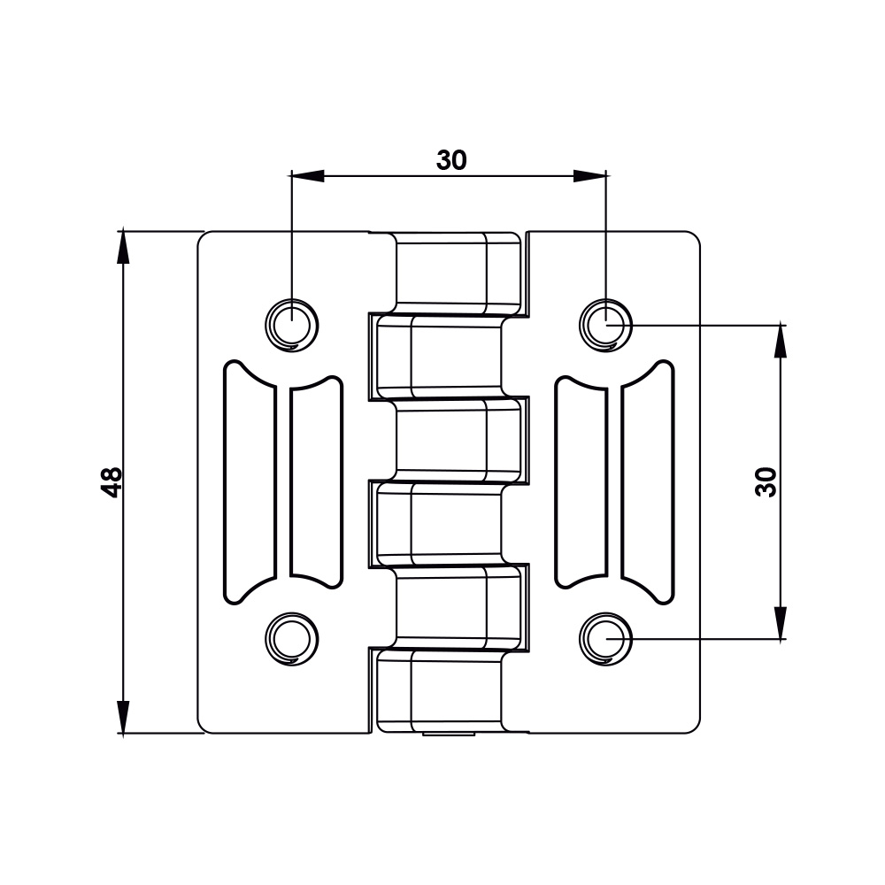 Cerniera a libro in plastica nera 48×48 mm MY4848.35.0.1