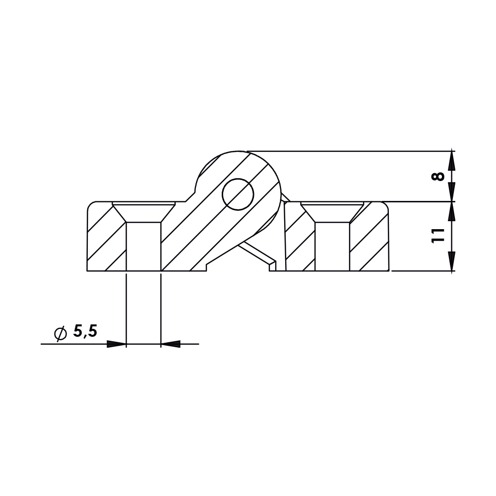 Cerniera a libro in plastica nera 48×48 mm MY4848.35.0.4