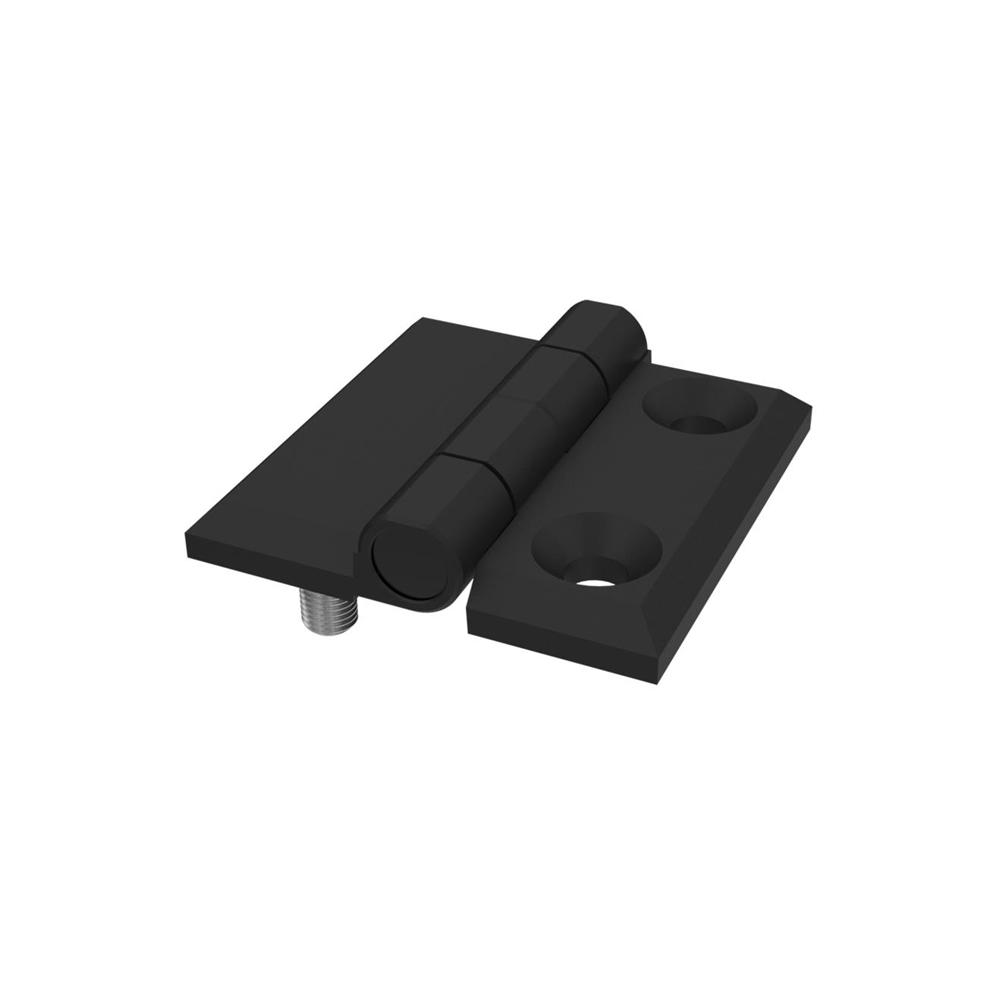 Cerniera a libro 50x50mm in plastica nera con due fori