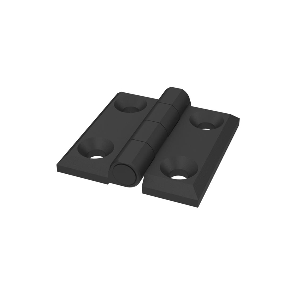 Cerniera a libro 50x50mm in plastica nera con 4 fori