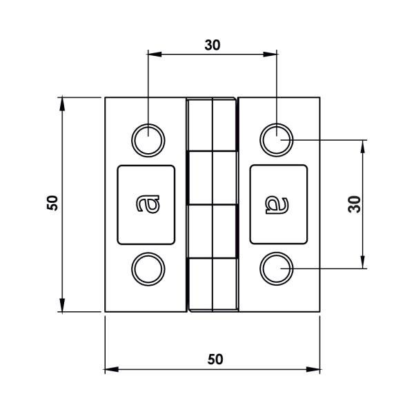 Cerniera a libro in acciaio inox con 4 fori MY5050.5.0.4