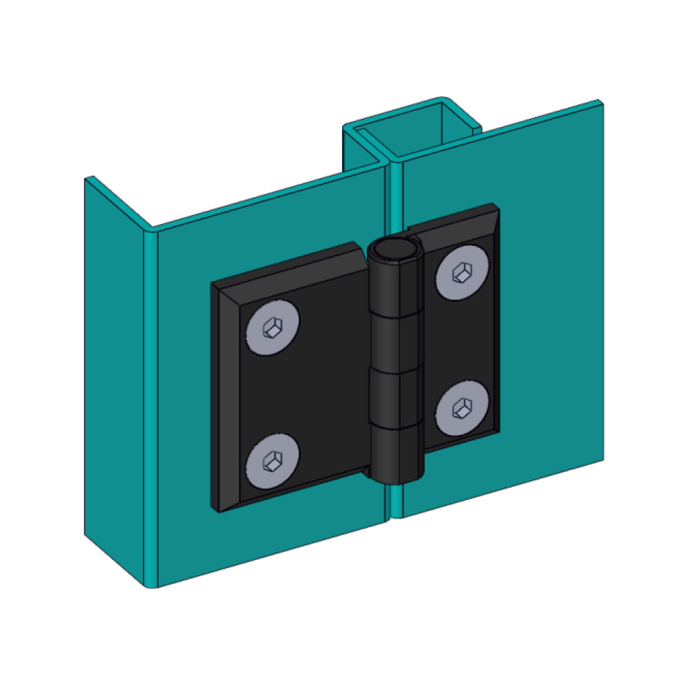 Cerniera a libro 50x63mm in zama nera con 4 fori