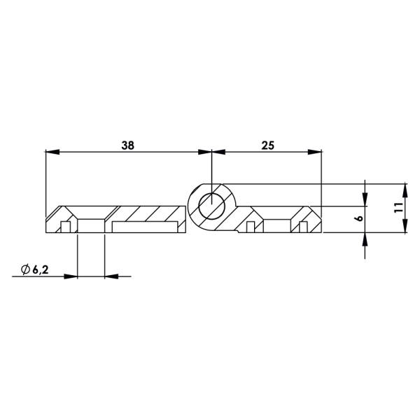 Cerniera a libro 50x63mm in zama nera con 5 fori