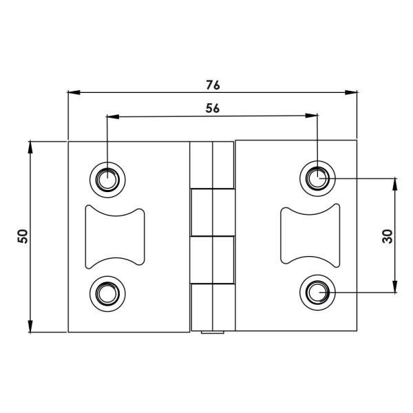 Cerniera a libro 50x76mm in zama cromata con perni