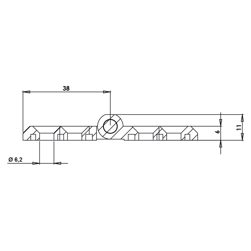 Cerniera a libro 50x76mm in zama nera con 6 fori