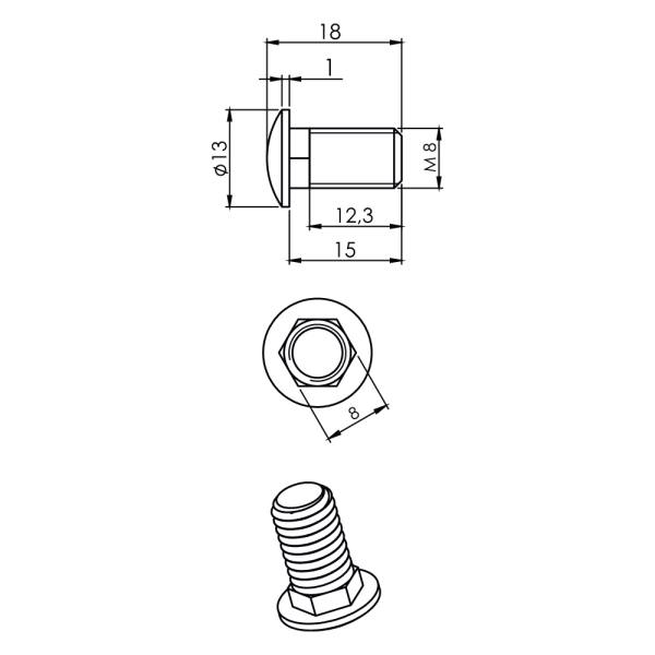 Cerniera a libro in acciaio nero con cinque fori