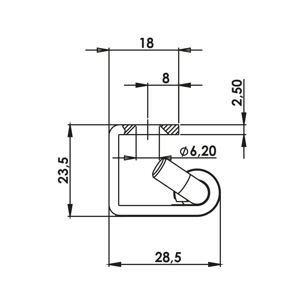 Cerniera a scomparsa in acciaio con perni MG09.2.1.V1.2