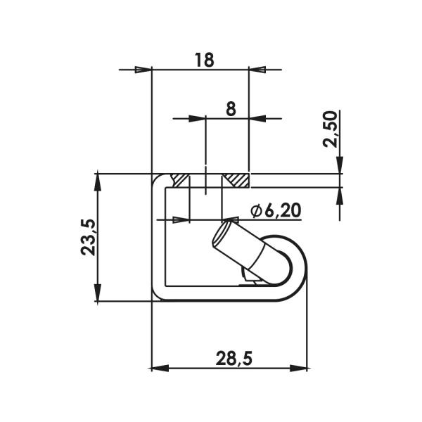 Cerniera a scomparsa in acciaio con fori MG09.2.1.V2.2
