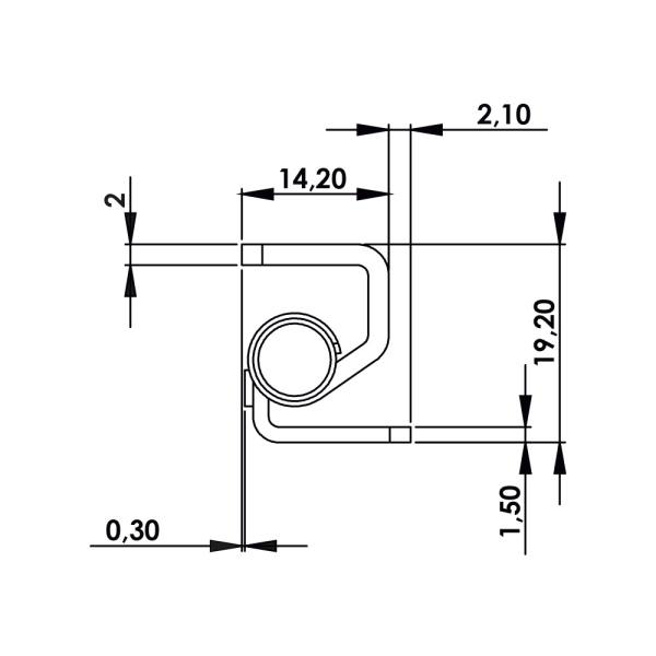 Cerniera a scomparsa in inox con fori MG25.5.0.V2.1