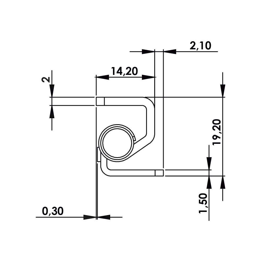 Cerniera a scomparsa in inox con fori MG25.5.0.V2.1