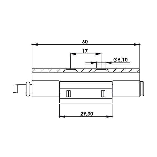 Cerniera a scomparsa in inox con fori MG25.5.0.V2.1