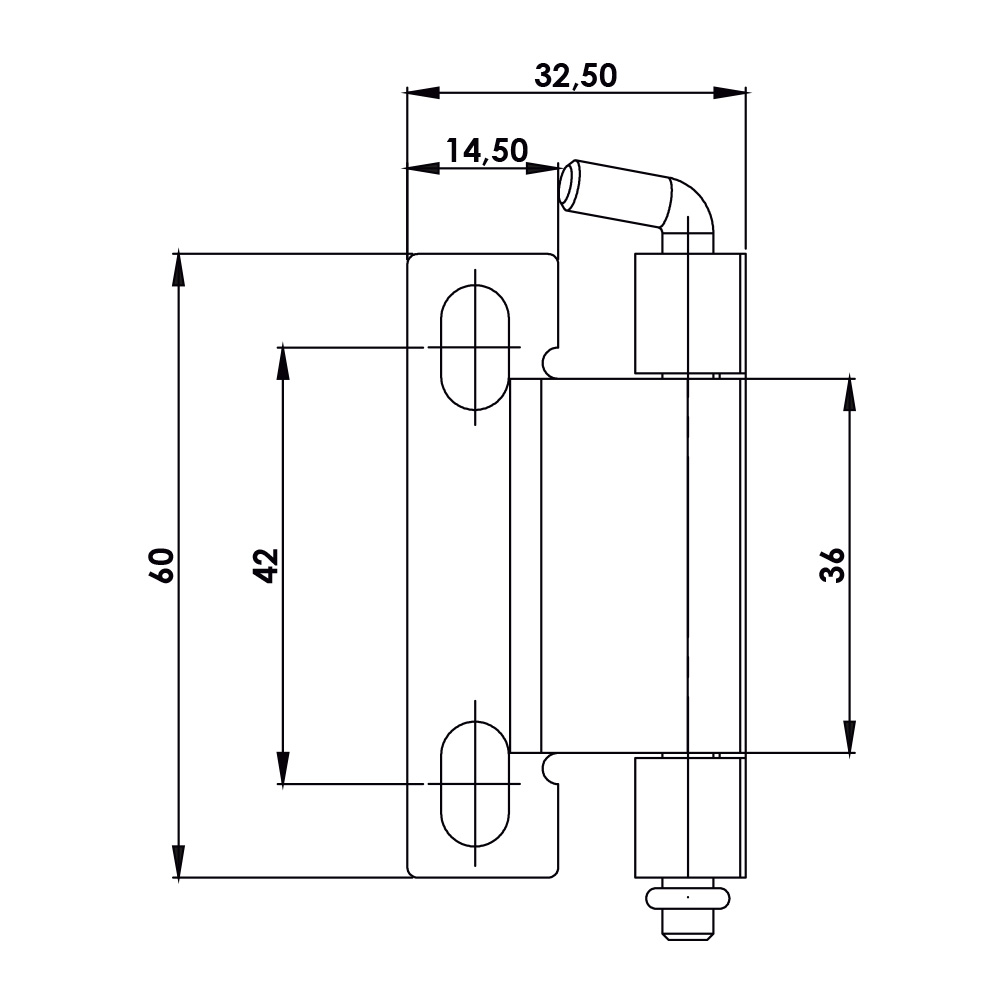 Cerniera a scomparsa in acciaio con fori MG35.2.1.V2