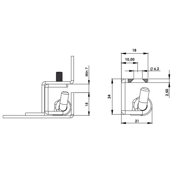 Cerniera a scomparsa in acciaio con fori MG39.2.1.V2.2