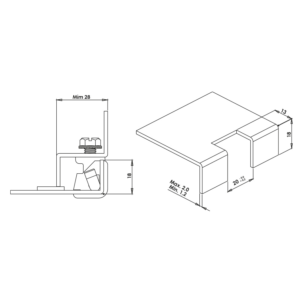 Cerniera angolare zama nera MG07.1.5.P.20