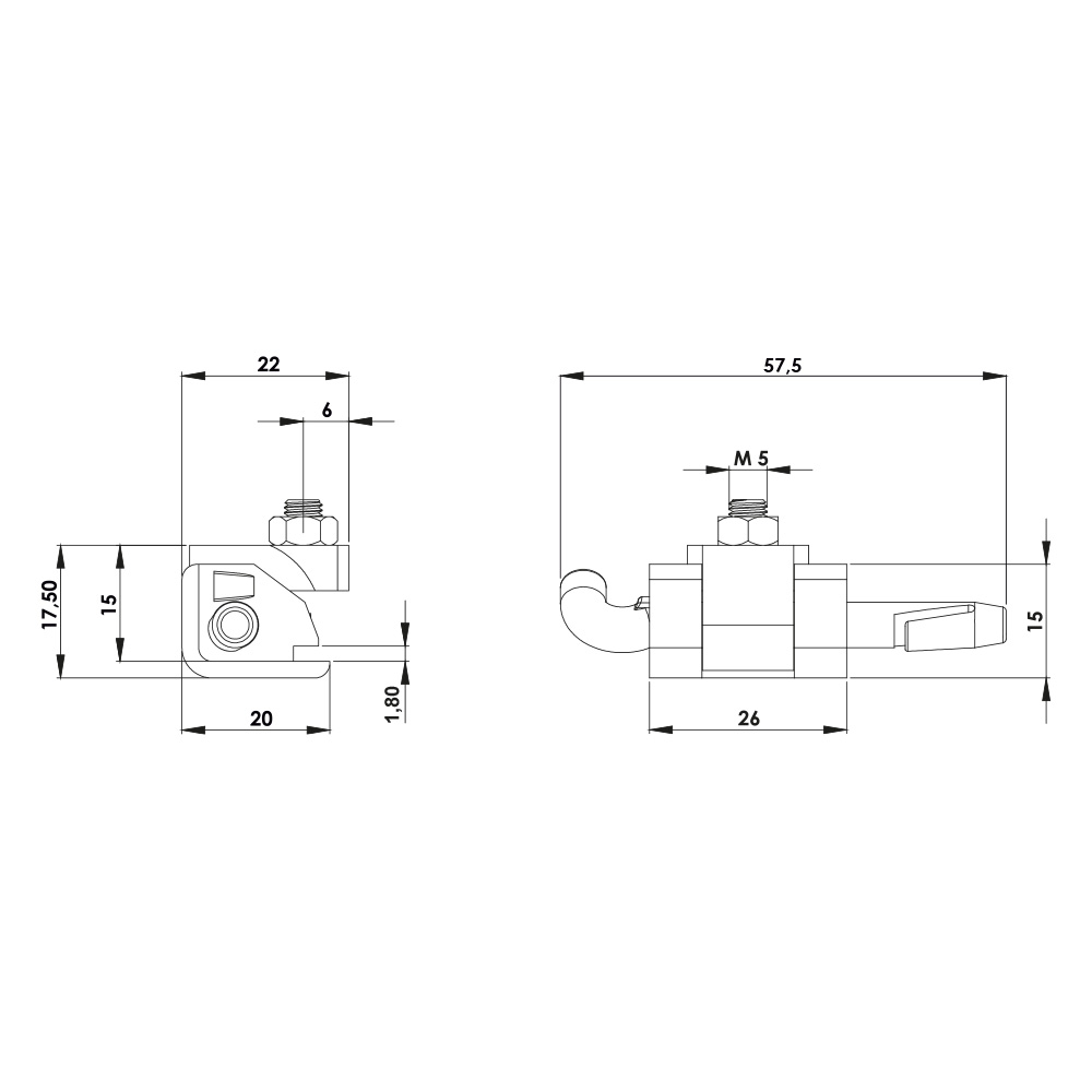 Cerniera angolare in plastica nera MG17.35.0.3.15