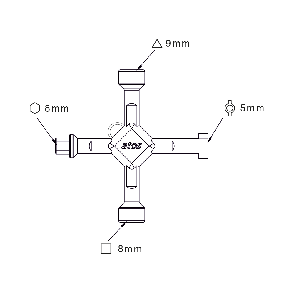 Chiave a croce multifuzione a 4 punte