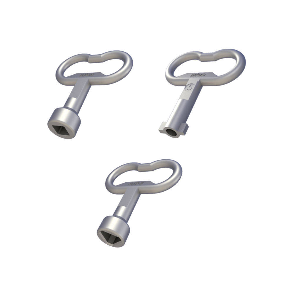 Chiave universale per quadri elettrici in zama cromata - triangola, quadrata, con alette