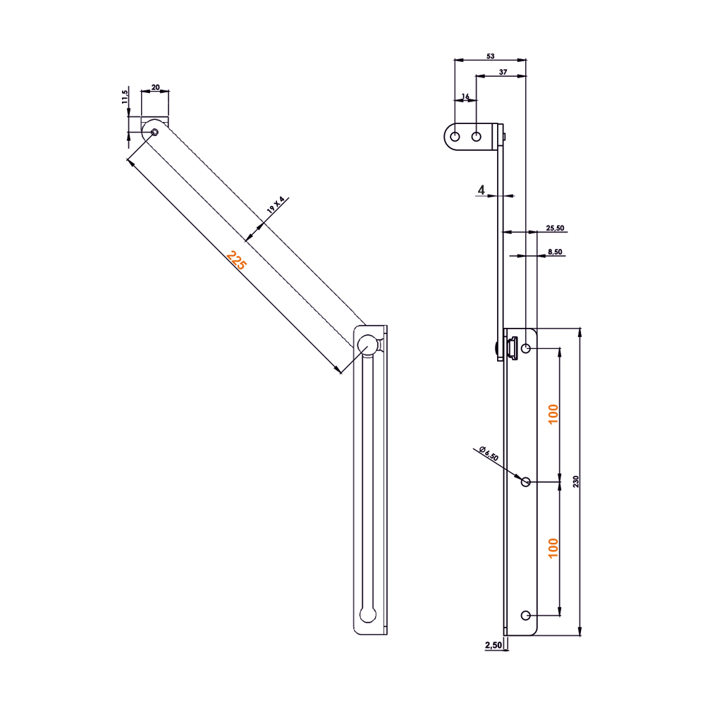 Ferma porta in acciaio 425 mm