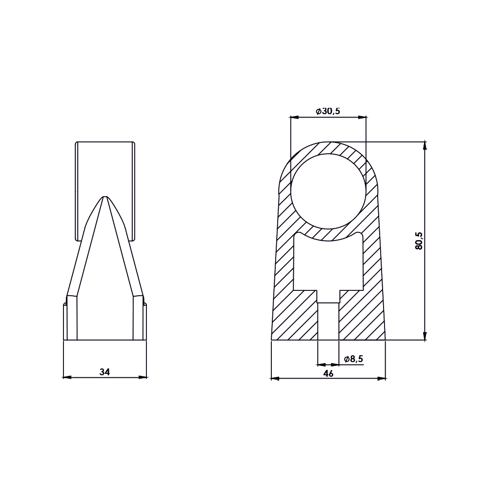 Supporto centrale per maniglia a ponte TK04.A.PLS