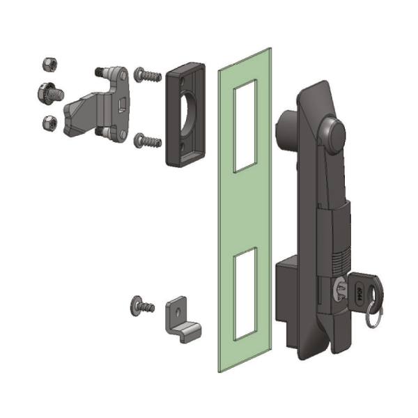 Maniglia girevole con lucchetto e serratura