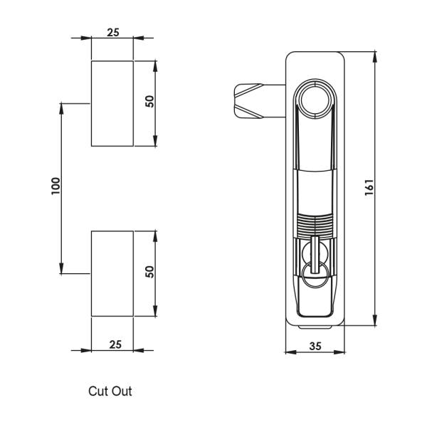 Maniglia girevole con lucchetto e serratura