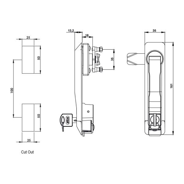 Maniglia girevole con serratura