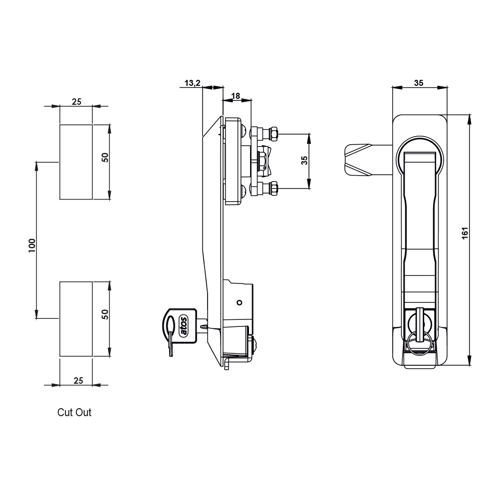 Maniglia girevole con serratura