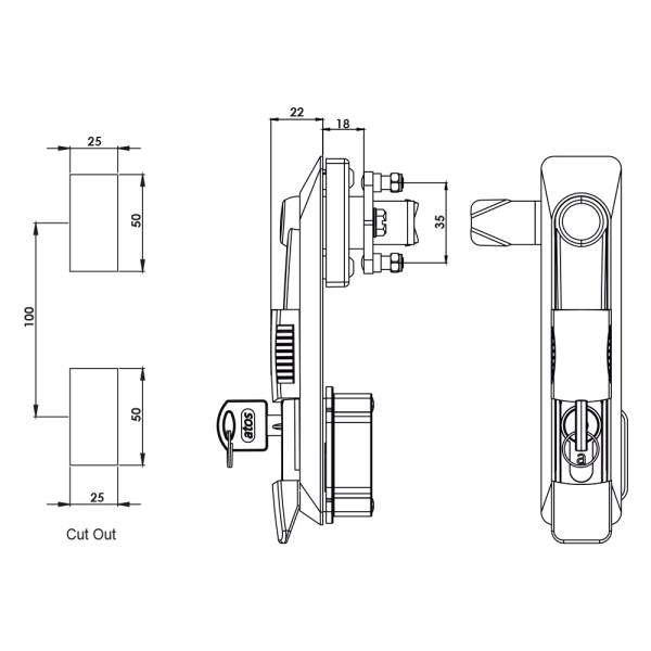 Maniglia girevole in plastica con serratura KI61