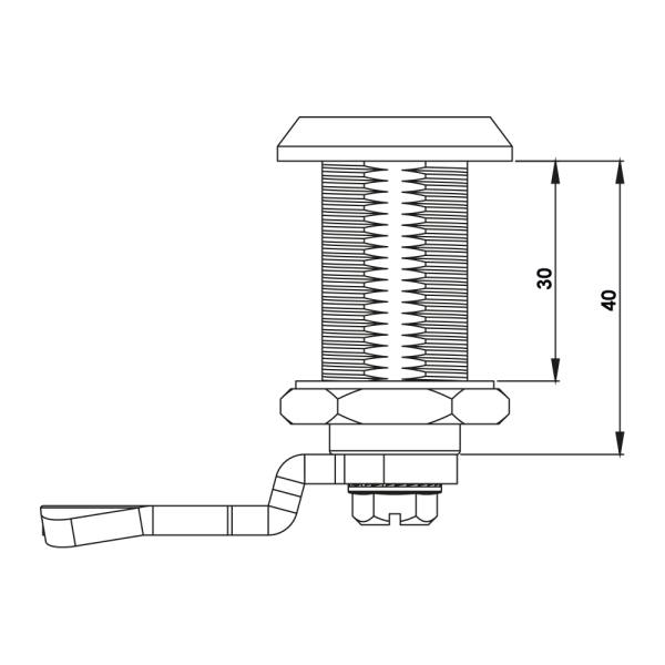 Serratura 1/4 di giro con molla - L 40 mm