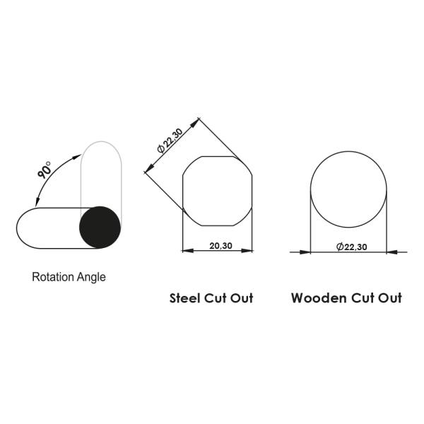 Serratura 1/4 di giro con molla - L 40 mm