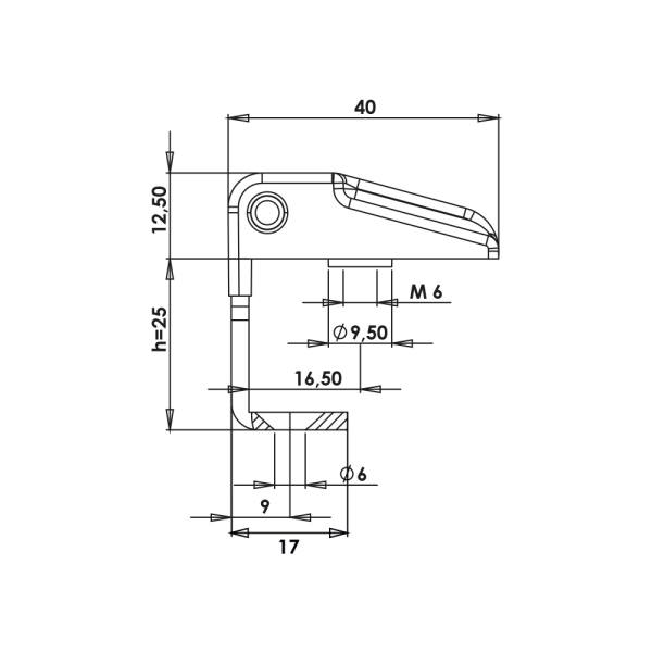 Cerniera esterna con fori per pannelli di spessore 25mm