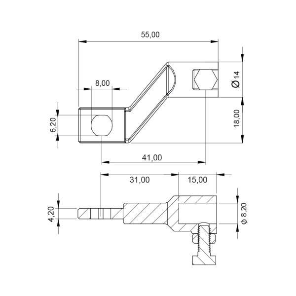 Adattatore per aste tonde ICT2.1.1