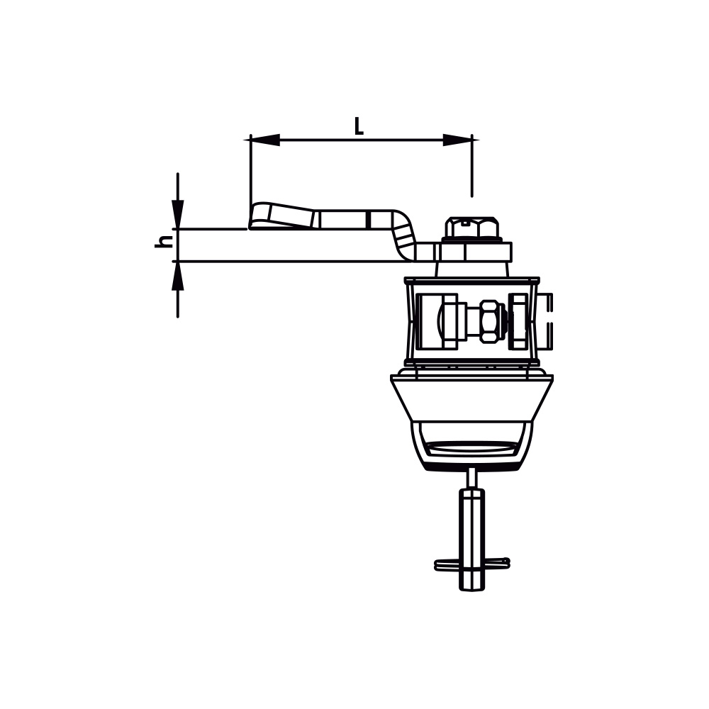 Maniglia girevole in zama con serratura KI32