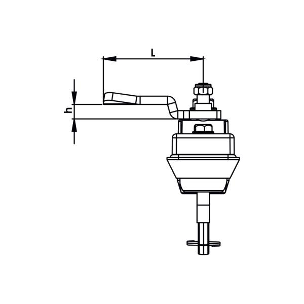 Maniglia girevole in zama per chiusura con lucchetto KI55