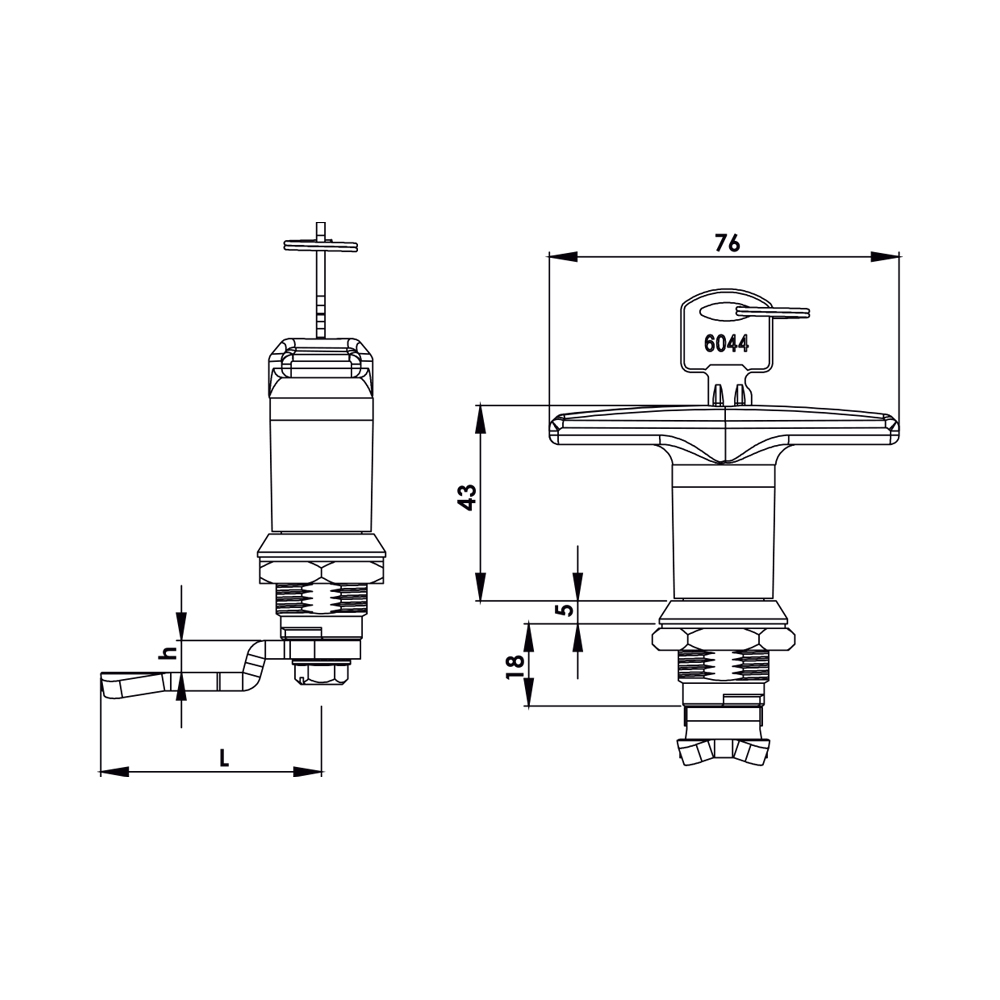 Serrature con maniglia a T in zama cromata o nera