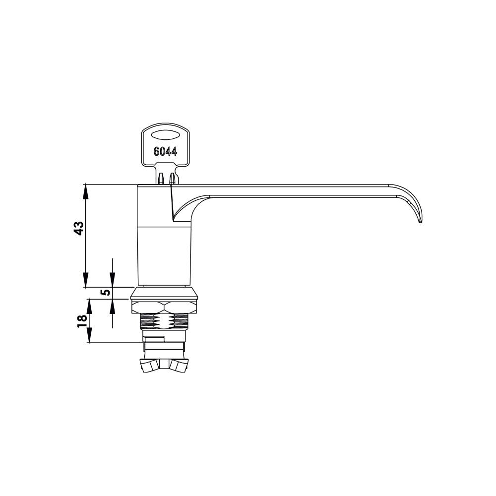 Serrature con maniglia a L in zama cromata o nera