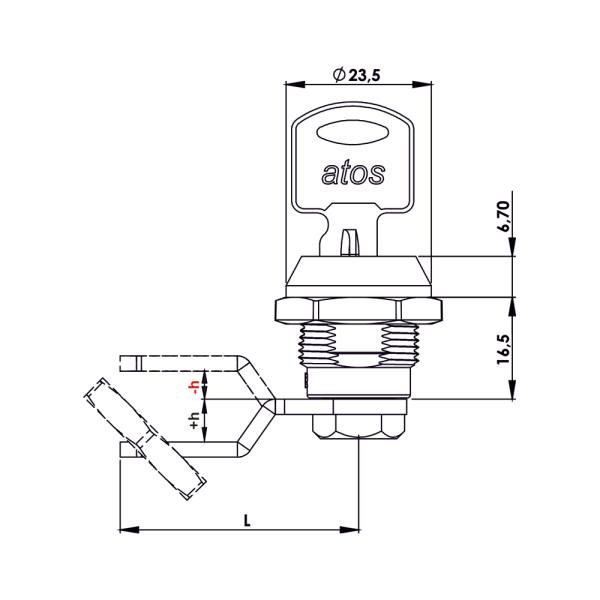 Serratura a cilindro in zama rotazione 90 gradi