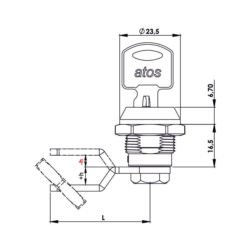 Serratura a cilindro in zama rotazione 90 gradi