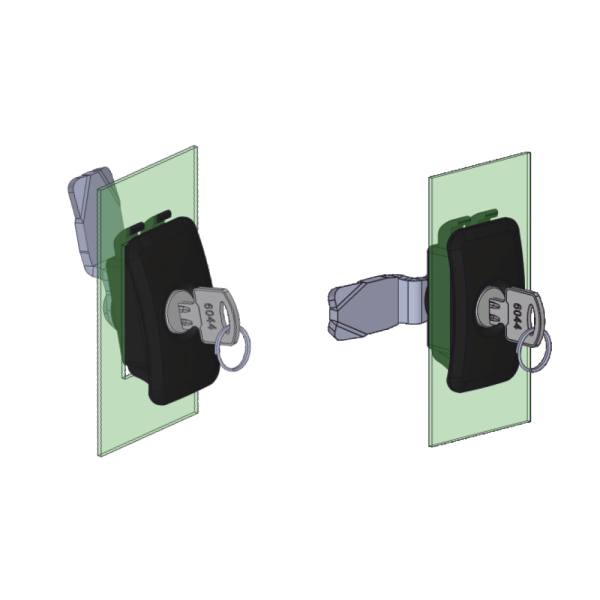 Serratura un quarto di giro a incastro in plastica nera KM15