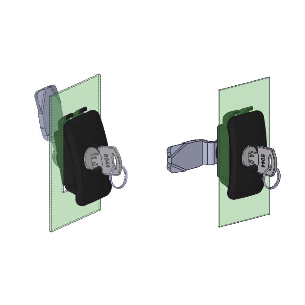 Serratura un quarto di giro a incastro in plastica nera KM15