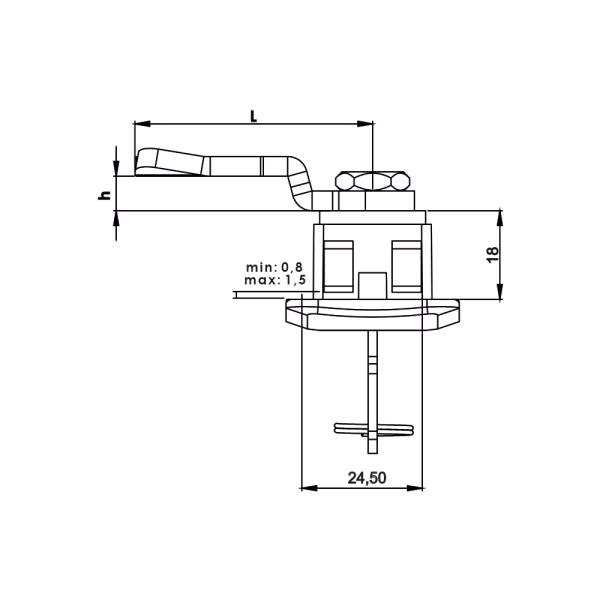 Serratura un quarto di giro a incastro in plastica nera KM15