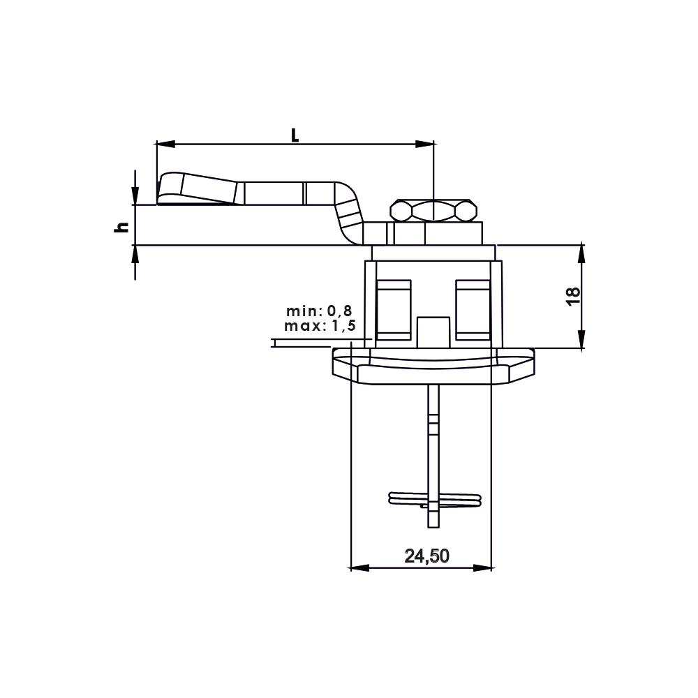 Serratura un quarto di giro a incastro in plastica nera KM15