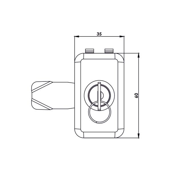 Serratura un quarto di giro a incastro in plastica nera KM15