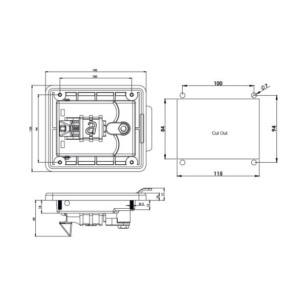 Serratura con sportello per armadi metallici e quadri elettrici - KK01