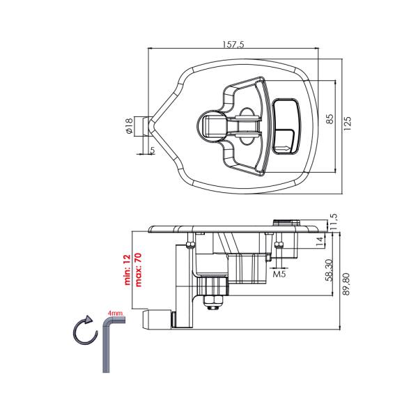 Serratura per armadi metallici e quadri elettrici - KK03