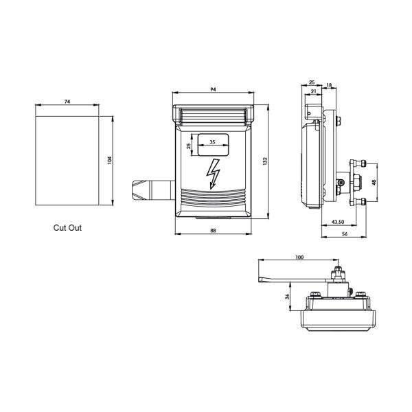 Serratura in alluminio per armadio elettrico - KT02